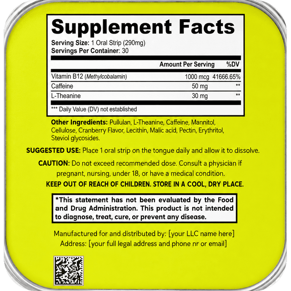 energy · caffeine + l-theanine — supplement facts