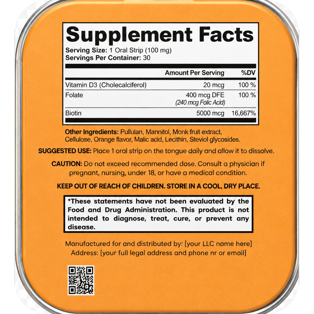 glow · hair + nails — supplement facts