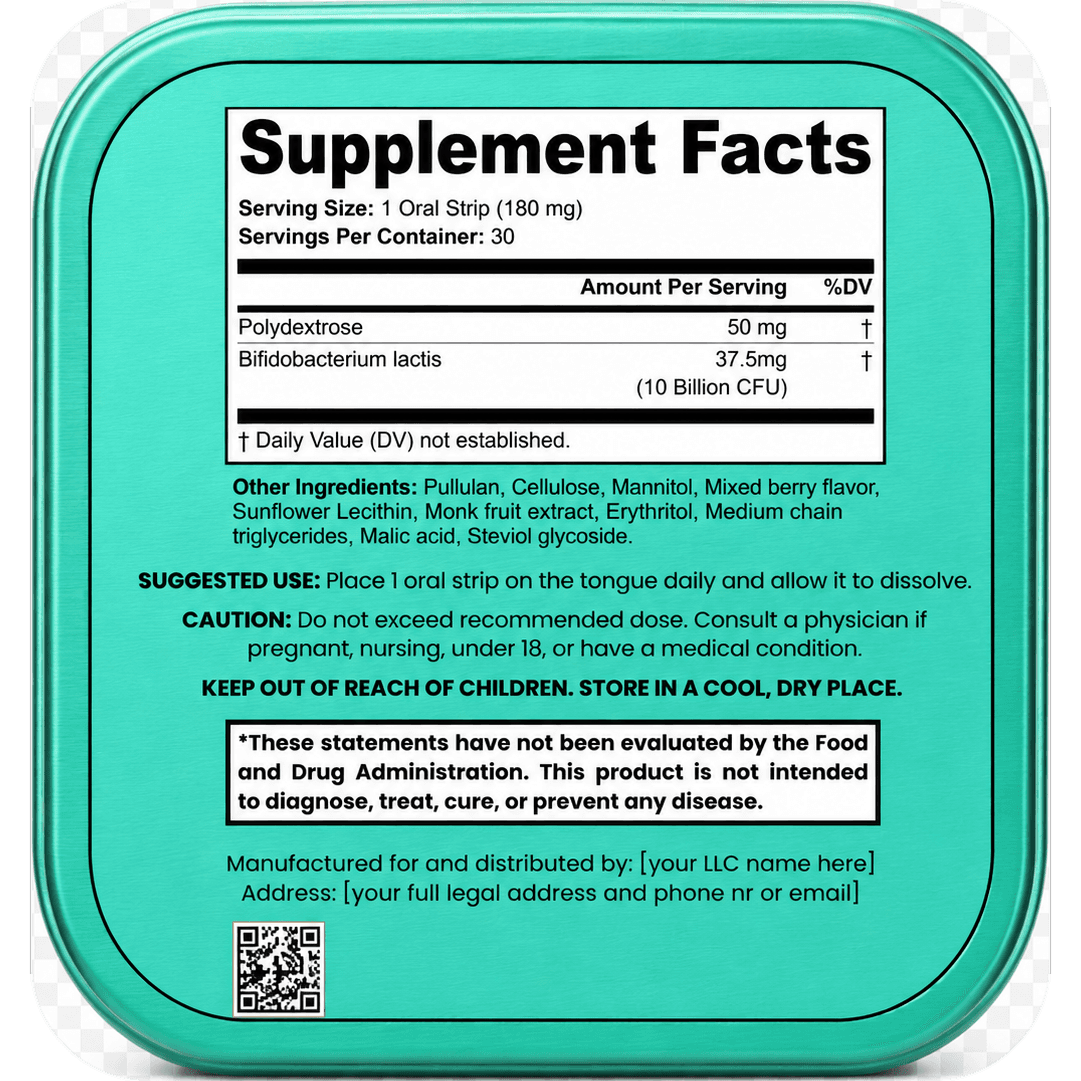 gut · probiotic + metabolism — supplement facts