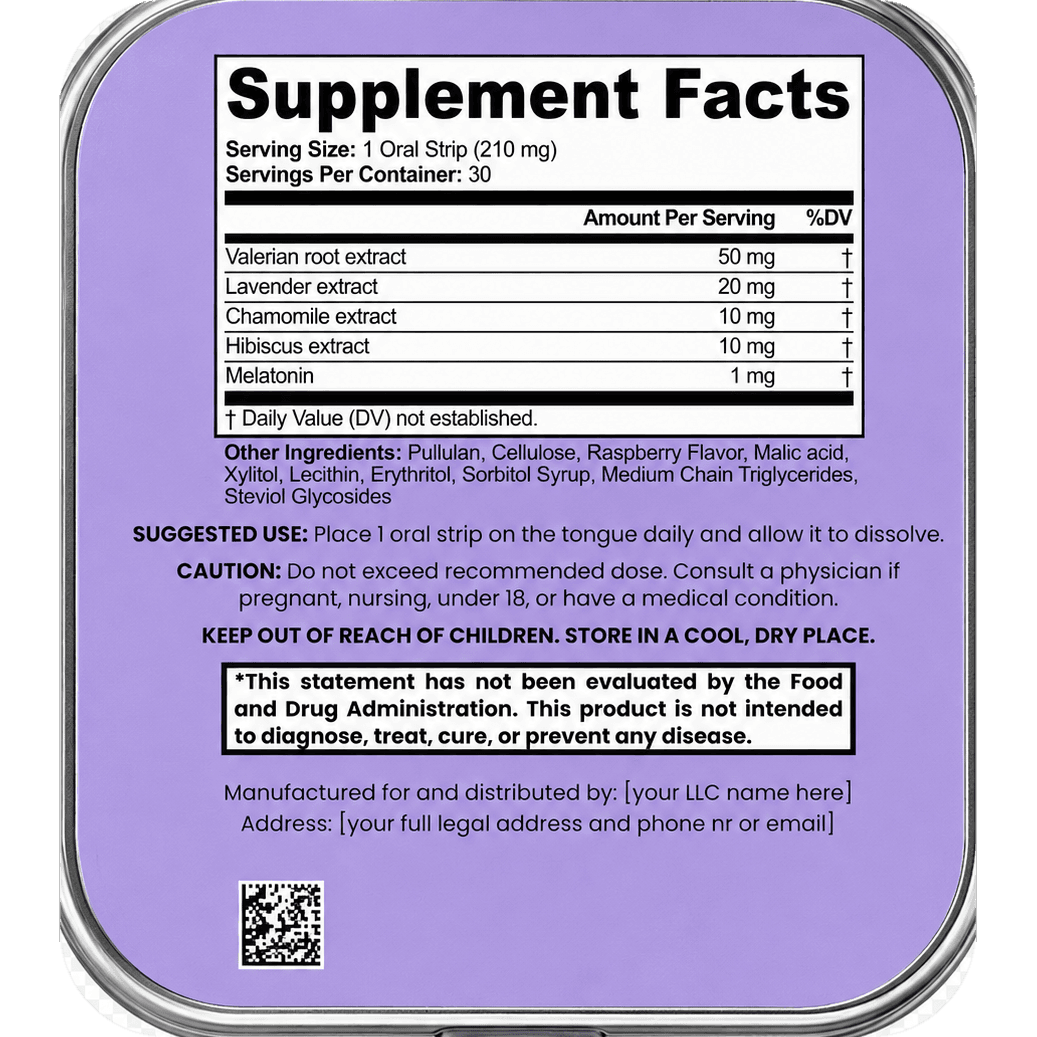 sleep · valerian + melatonin — supplement facts